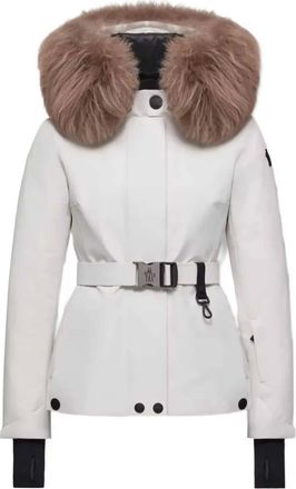 Moncler Giacca da sci Laplance con cintura e finiture in pelliccia sintetica - Bianco