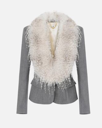 Elisabetta Franchi wollen jas met kraag met bonteffect