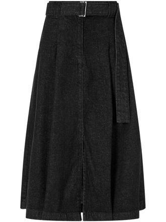TOMBOY pintuck-detail belted skirt - Black
