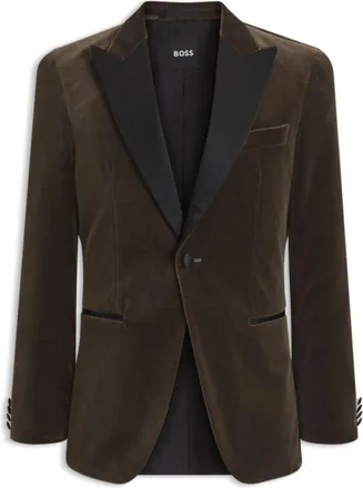 BOSS Slim-fit tuxedo jacket in cotton velvet