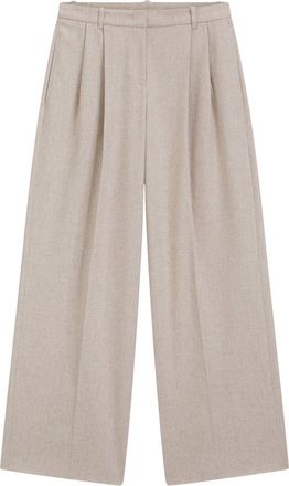 BOSS Pleated Wide-Leg Trousers In Melange Flannel
