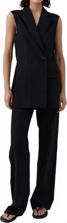 St.Agni Wool Sleeveless Split Blazer In Black