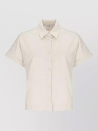 PESERICO cotton shirt tailored collar short sleeves pocket