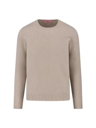 Drumohr Classic Knit Beige Sweater With Ribbed Cuffs And Hem