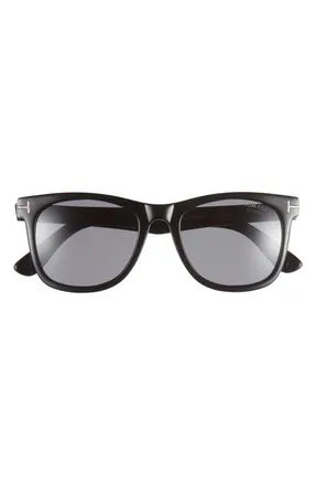 Tom Ford Kevyn 52mm Polarized Square Sunglasses in Shiny Black/polar Smoke at Nordstrom