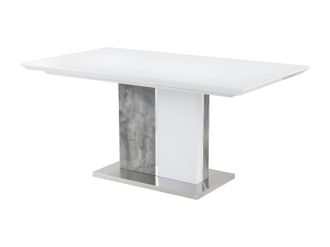 Vente-Unique Mesa de comedor extensible EREN - 6 a 8 comensales - MDF - Color: blanco y cemento