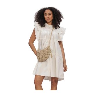 Object Object - Objhope S/L Dress - Dames - Jurken - Beige - Maat: M Katoen