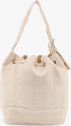 Tory Burch Womens T Monogram Terry Canvas Bucket Bag White Body: Cotton