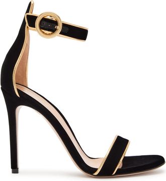Gianvito Rossi 105 Metallic-trim Velvet Sandals - Black - 38 (IT38 / UK5)