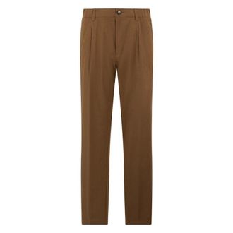 Herno Chinos, male, Brown, Size: L Linen and Cotton Trousers