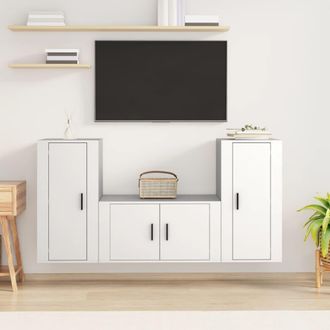vidaXL Vidaxl - Set De Muebles De Tv 3 Piezas Madera Contrachapada Blanco