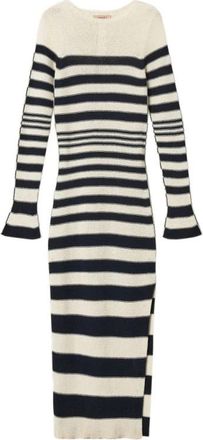 Twinset Gestreept Gebreide Maxi Jurk - Dames - Kleedjes - Veelkleurig - M - Katoen - Kleedjes