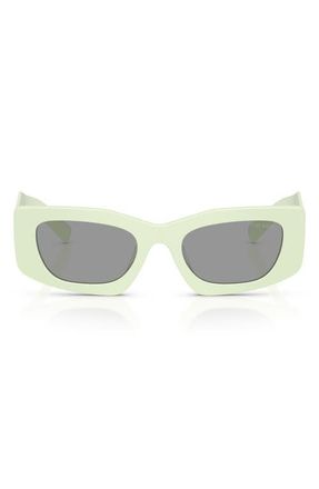 Prada 51mm Rectangular Sunglasses in Matte Mint /Grey at Nordstrom