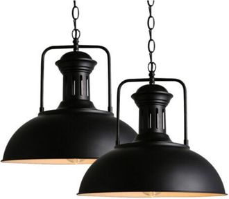 OEM (2 Unidades) L&aacute;mpara Colgante De Metal &Oslash;330 Mm, Negra, Estilo Retro, Para Techo Interior, L&aacute;mpara Colgante Vintage Nost&aacute;lgica