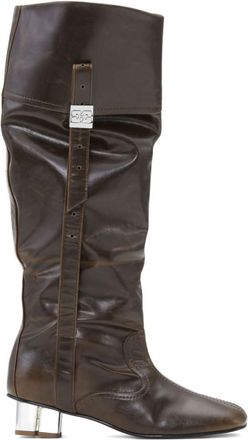 Ganni Dark Olive Knee Boots
