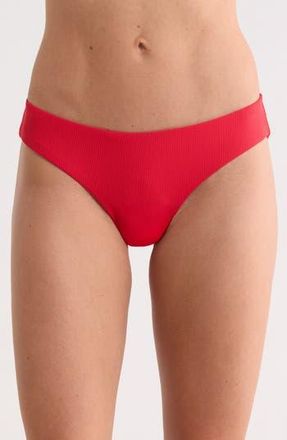 BECCA by Rebecca Virtue Modern Edge Ribbed Hipster Bikini Bottoms in Fire at Nordstrom Rack, Size Medium