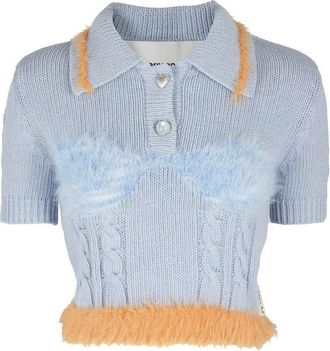 Andersson Bell Hayes Cropped Knit Top With Baby Collar