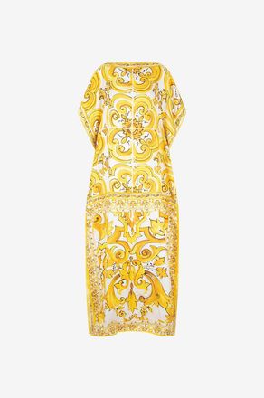 Dolce & Gabbana Seidentwill-Kaftan mit Majolika-Print