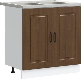 vidaXL Kitchen Cabinet with Door Kalmar 2 pcs Brown 80 x 46 x 81.5 cm vidaXL