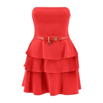 Elisabetta Franchi Jurken - Dames - Korte kleedjes - Rood - L - Polyester - Kleedjes