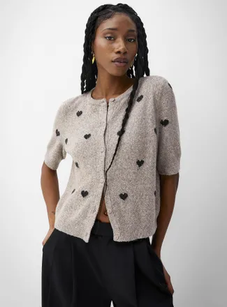 Vero Moda Womens Small hearts short-sleeve Cardigan Sweater