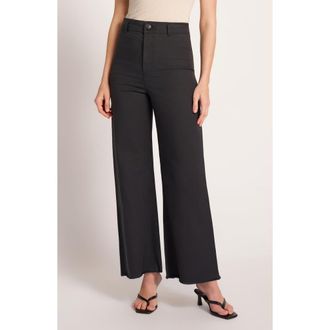 Matty M Lizzie Crop Wide Leg Pants in Black/Ivory at Nordstrom, Size X-Small