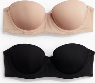 H&M 2er-Pack Wattierte Balconette-BHs aus Mikrofaser - Beige