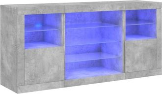 vidaXL Sideboard with led Lights Concrete Grey 142.5x37x67 cm Vidaxl