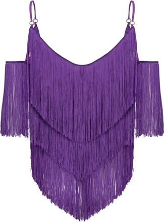 Pinko Mouwloze Top met Franjes - Dames - Blouses - Paars - L - Overhemden
