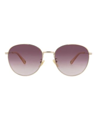 Chlo&eacute; Round-Frame Metal Sunglasses