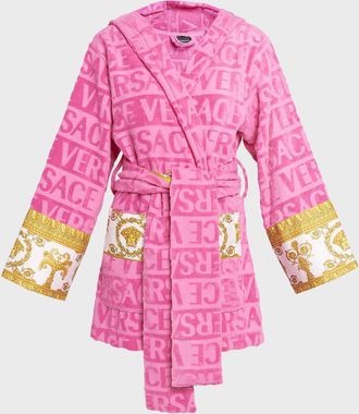 Versace I Heart Baroque Hooded Short Bathrobe