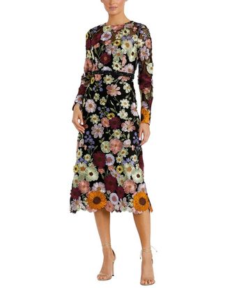 Mac Duggal High Neck Floral Embellished Dress