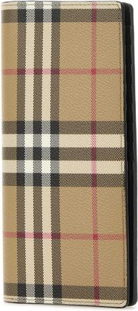 Burberry Mens Printed Canvas Wallet Beige Polyurethane Polyester Cotton