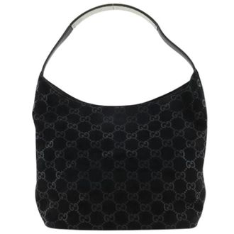 Gucci Pre-owned Shoulder Bags, female, Black, Size: ONE SIZE Pre-owned GG Suede Shoulder Bag