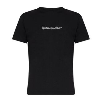 Off-white T-Shirts, male, Black, Size: 3XL T-shirt with embroidered logo