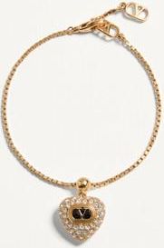 Valentino Garavani Coeur Royal Bracelet In Metal, Enamel And Swarovski Crystals Woman GOLD/CRYSTAL M