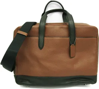 Coach Pebbled Brown Leather Briefcase Bag (Pre-Owned)