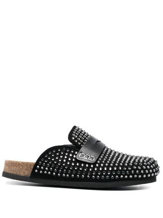 J.W.Anderson crystal-embellished leather mules - women - Suede - 34 - Black