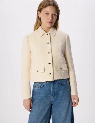 Whistles Cropped Boucle Jacket in Ivory at Nordstrom, Size 12