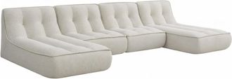 Oviala Sof&aacute; modular con 2 chaise longues de tela 320 cm 4 plazas crudo