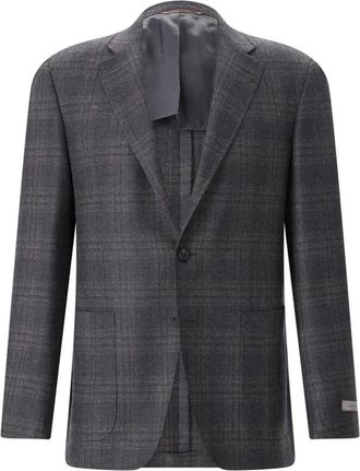 Canali Tweeknoops Blazer - Heren - Blazers - Bruin - 3XL - Leer - Jassen