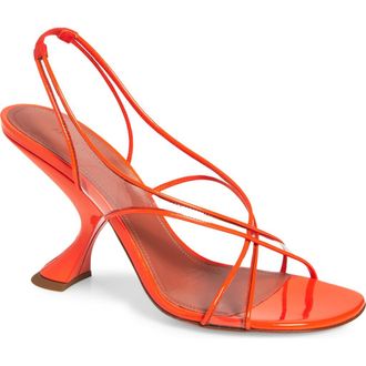 Amina Muaddi Lena Slingback Sandal in Patent Orange/Transparent at Nordstrom Rack, Size 6.5Us / 36.5Eu