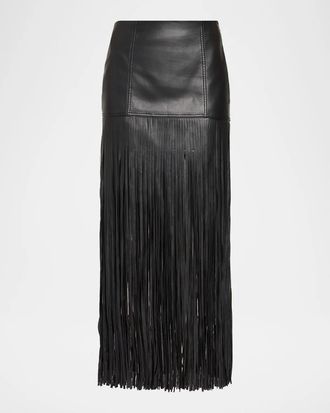 Toccin Soren Fringed Faux Leather Mini Skirt