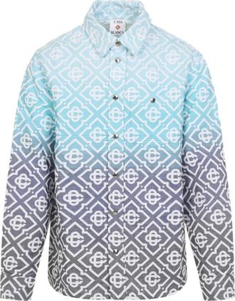Casablanca Monogram Gradient Jacquard Shacket - Heren - Casual Overhemden - Veelkleurig - M - Katoen - Overhemden