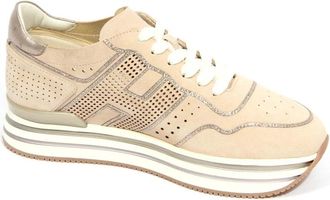 Hogan Geperforeerde su&egrave;de schoenen - Dames - Sneakers - Roze - 40 EU - Su&egrave;de - Schoenen
