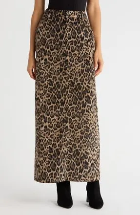 Wayf x Sara Walker Samantha Leopard Print Velveteen Maxi Skirt at Nordstrom Rack, Size Medium