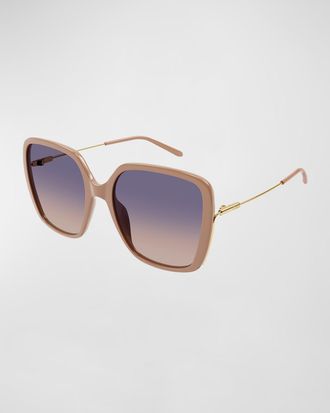 Chlo&eacute; Square Acetate and Metal Sunglasses