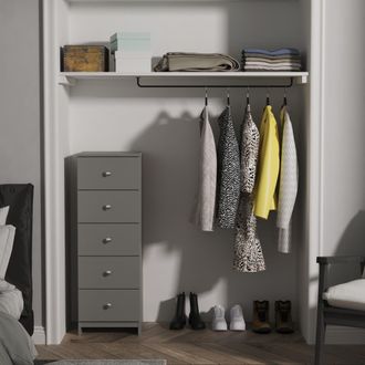 Lewis's Yarmouth 5 Drawer Bedside Cabinet in Uniform Grey & Dusk Grey - Ready Assembled - Lewiss Home | TJ Hughes