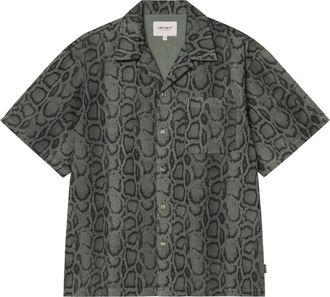 Carhartt Work in Progress S/S Snake Camo Shirt - Heren - Korte mouwen Overhemden - Groen - M - Katoen - Overhemden