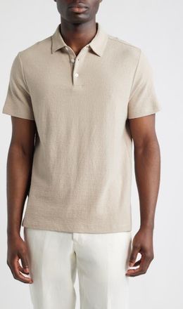 Robert Barakett Newman Textured Cotton Blend Polo in Tan at Nordstrom, Size Xx-Large